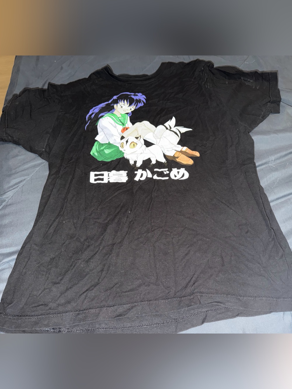 Black Anime Character Graphic Tee - Unbranded